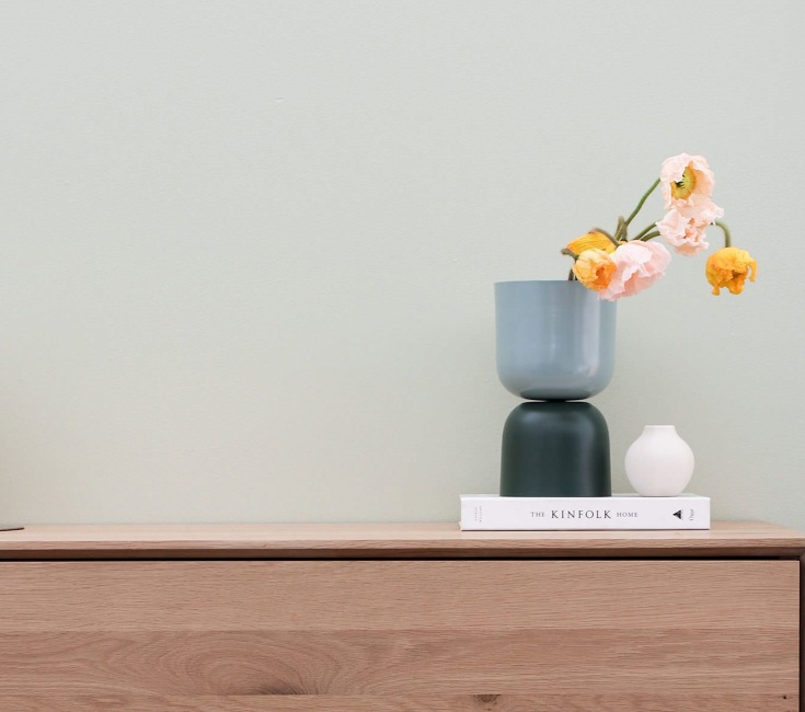 table with vase on it 